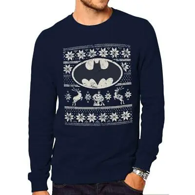 Buy Unisex Sweatshirt DC Comics Batman Fair Isle Logo Jumper • 18.99£