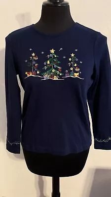Buy Breckenridge Petite Small Womens Christmas PS Lightweight Navy Blue Sweater • 7.56£