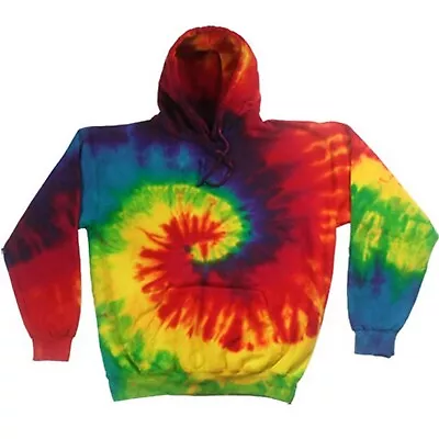 Buy Colortone Unisex Rainbow Hand- Dyed Tie Dye Pullover Hoodie 3clrs RW4121 • 40.24£