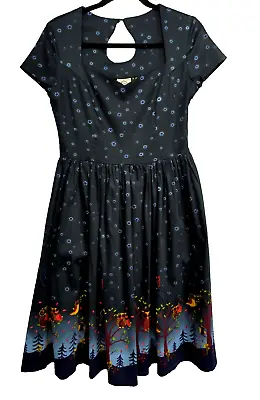 Buy Dancing Days By Banned Apparel Navy Owl Print Retro Pinup Swing Dress Size S • 17.04£