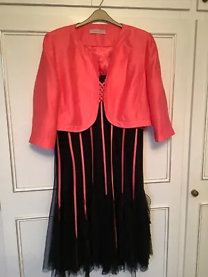Buy Jacques Vert Size 22/24 Black /Coral Dress And Jacket Wedding/Occasion • 75£