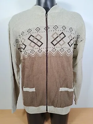 Buy CARABOU Full Zip Knitted Cardigan Pockets In Beige 1115 BNWT Men's Size XXL • 18£
