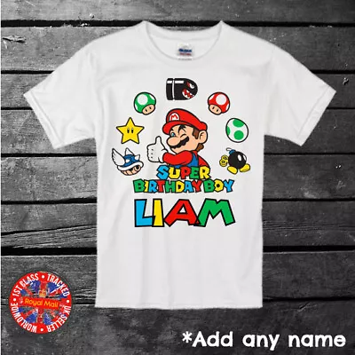 Buy Super Mario Personalised Birthday Boy T-shirt Boys Girls Gift • 9.99£