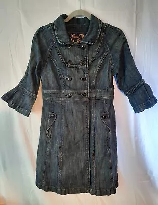 Buy Guess Jeans Jacket Womens Small Trench Coat Denim 3/4 Sleeve Pocketed • 33.14£