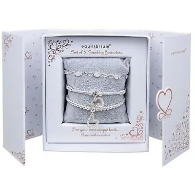 Buy Equilibrium Silver Stacking Bracelet Gift Set - Sparkle • 27£