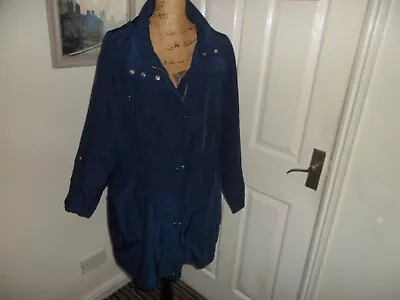 Buy Bonmarche Ladies Anorak Jacket Coat Navy Hidden Hood Lined Size 20 Ex Con • 4.99£