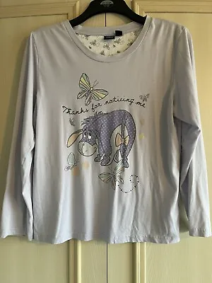 Buy Womens Disney Eeyore T-Shirt Lilac Crew Neck Long Sleeve Size Medium M Comfy Tee • 6.99£
