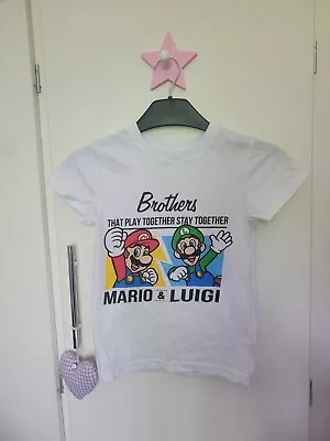 Buy Boys Super Mario & Luigi Tshirt 7 Years Matalan • 0.99£