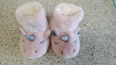 Buy Next Girls Pink Unicorn Slip On Booties Slippers UK6 Infant • 10£