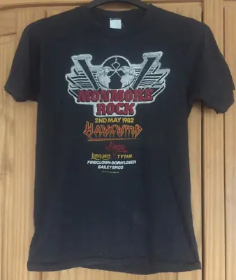 Buy ORIG MONMORE ROCK FESTIVAL T Shirt 1982 Hawkwind Vardis Size S - M • 29.99£