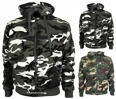 Buy Mens Womens FUR Fleece LINED Camouflage Thick Thermal Jacket Hooded Fur Sherpa • 19.99£