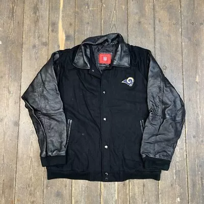 Buy LA Rams Letterman Bomber Jacket NFL Vintage Sports Coat, Black, Mens Large • 50£