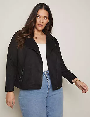 Buy Plus Size - Womens Jacket -  Long Sleeve Suedette Biker Jacket - AUTOGRAPH • 36.92£