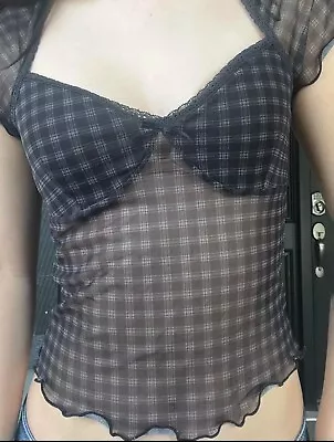 Buy Coquette Goth Top, Summer Coquette, Grunge Top, Preloved Clothing. L. • 17£