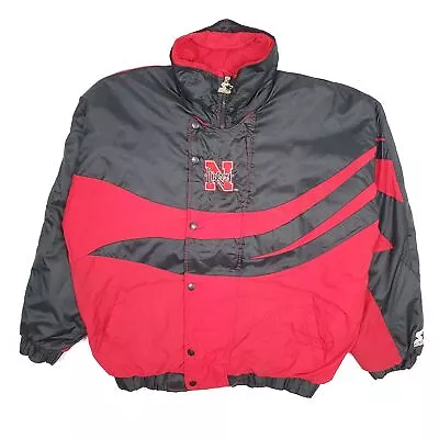 Buy STARTER Bomber Jacket Coat Vintage 1990s Nebraska Huskers USA College XL • 34.99£