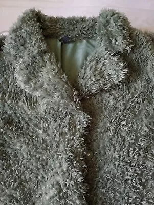 Buy H & M Divided Ladies Green Fluffy Shaggy Teddy Bear Jacket Coat. Size S. VGC • 12£