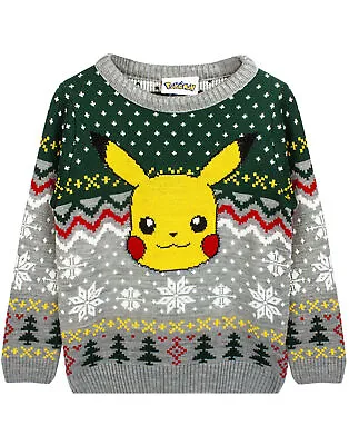 Buy Pokémon Christmas Jumper Kids Boys Pikachu Knitted Festive Sweater • 25.95£