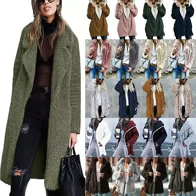 Buy Winter Women Teddy Bear Coat Fleece Jacket Outwear Long Overcoat Warm Fashion· • 27.58£