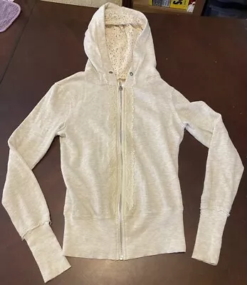 Buy Eyeshadow Zip-Up Hoodie - Size M Gray, Lace Accents • 8.50£