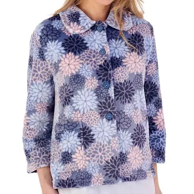 Buy Slenderella Bold Floral Flannel Fleece 3/4 Sleeve Bed Jacket BJ02310 • 18.90£