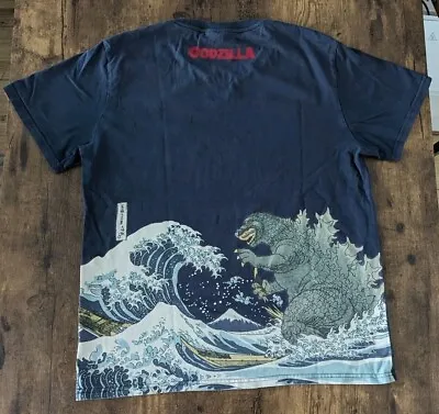 Buy Godzilla X Hokusai Ukiyo-e - The Great Wave Off Kanagawa Art T Shirt Large • 40£