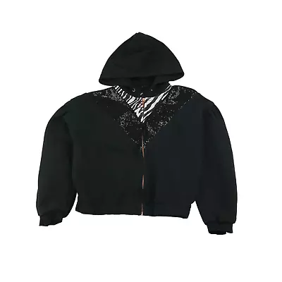Buy George Hoodie Age 11 Black Cropped Panelled Sequin Camo • 5£