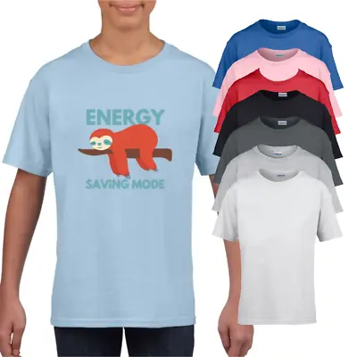 Buy Kids T-Shirt Sloth Energy Saving Mode Printed Joke Unisex Short Sleeve Tee Top • 14.95£