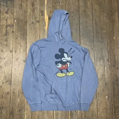 Buy Disney Hoodie Pullover Mickey Mouse Graphic Sweatshirt, Blue, Mens XL • 14£