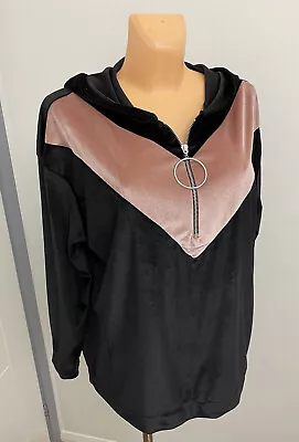Buy Ladies Mix Black Casual Shiny Velvet Hoodie Hoodie / Sweatshirt Size L  Select • 7.99£