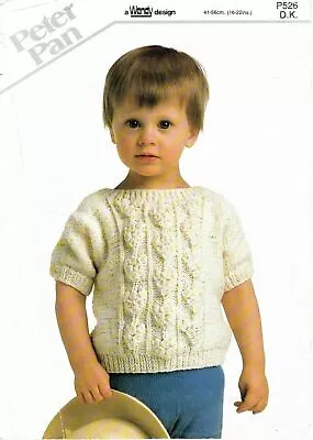 Buy Peter Pan Original Retro Children's Knitting Pattern #P526 T-Shirt DK • 2£