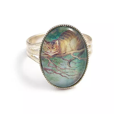 Buy Alice In Wonderland RING Cheshire Cat We're All Mad Here Mad Hatter Silver Tea • 17.99£