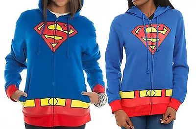 Buy New Ladies Juniors DC Comics SUPERMAN Logo Zipup HOODY Sweatshirt Jacket Sz- M • 19.21£
