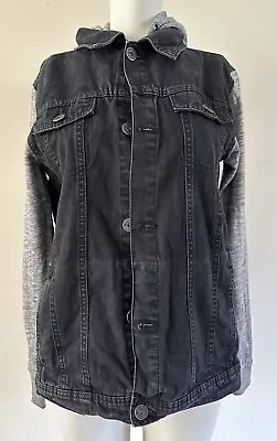 Buy Ladies Denim Jacket Size 10 Black Hoodie • 11£