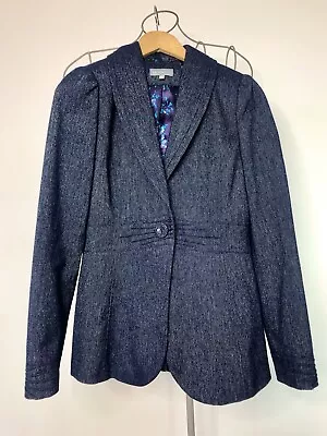 Buy Per Una M&S Denim Look Jacket,  Size 10, Dark Blue, Single Breasted, In VGC • 14£