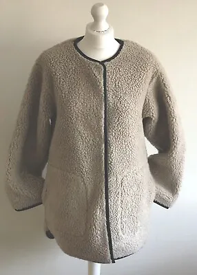 Buy NICOLE FARHI Sherpa Beige Teddy Wool Blend Fleece Sheepskin Coat Jacket - UK 10 • 65£