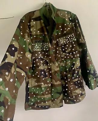 Buy Camouflage Print Long  Sleeves Cotton Shirt Jacket Outerwear Rhinestones Size:s • 49£