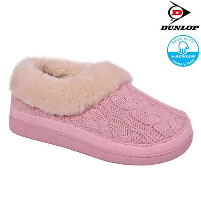 Buy Ladies Dunlop Slippers Women Memory Foam Fur Thermal Ankle Boots Warm Shoes Size • 11.99£