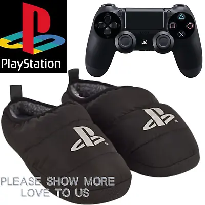 Buy Playstation Gaming Black Warm Cosy Padded Indoor Slippers Shose 11-12 Size New • 20£