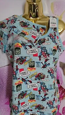 Buy Nice New Marvel Ladies Womens Top  Vest T-shirt Pyjama Set Size 12 14 • 5.99£