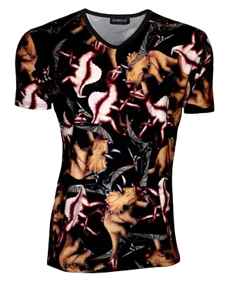 Buy Men's Prehistoric Dinosaurs Dragons Alternative Print V-Neck T-Shirt Top Tee  • 21.99£