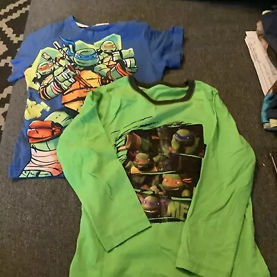 Buy 2 X TMNT Teenage Mutant Ninja Turtles Tops T-shirts Age 4-5 Years Blue Green • 7£