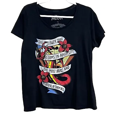 Buy Disney Mulan Mushu Dragon Print Black Size 0 Tee Shirt Great Condition • 8.29£
