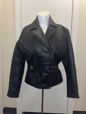 Buy Women’s MATRIX 💯% Leather Motorcycle Black Biker Jacket Sz S Removable Lining • 39.78£