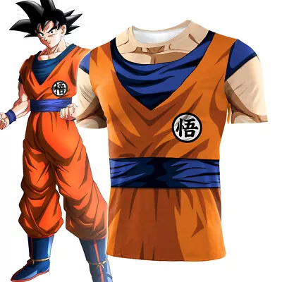 Buy Super Saiyan Vegeta T-shirt Men Goku Cosplay Costume Tights Short Sleeve Tee Top • 14.39£