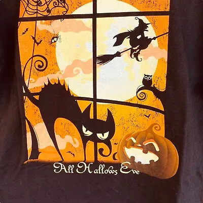 Buy Tees T-shirt Large 12 - 14 All Hallows Eve Witch Spider￼ Bats Moon Cat Halloween • 10.19£