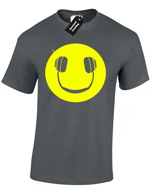 Buy Smile Headphones Mens T Shirt Tee Music Rave Dj Design Gift Acid House Retro • 7.99£
