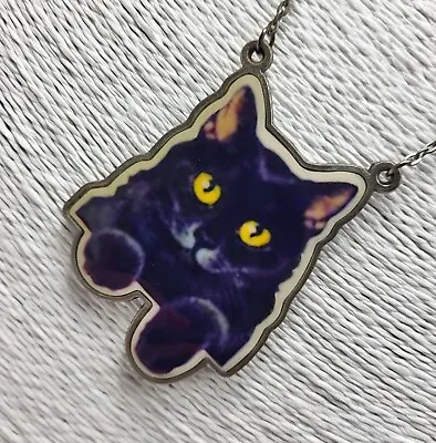 Buy Enamel Black Cat Pendant Necklace On Chain Costume Jewellery Gothic  • 11.99£