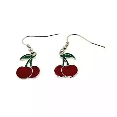 Buy Zac's Alter Ego Alternative Rockabilly Kitsch Jewellery Mini Cherry Earrings • 4.69£