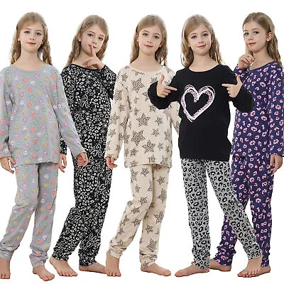 Buy Girls Pyjamas Pjs Nightwear Set Loungewear 100% Cotton Long Sleeve 8-13 Years • 7.99£