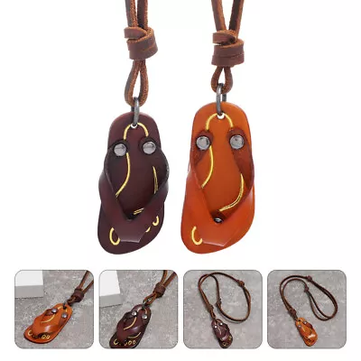 Buy 2 Pcs Imitation Cowhide Necklace Lovers Trendy Slippers For Men • 10.55£
